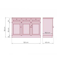 Armadio basso 3 ante e 3 cassetti per ufficio o studio in stile classico PRESTIGE C635A misure