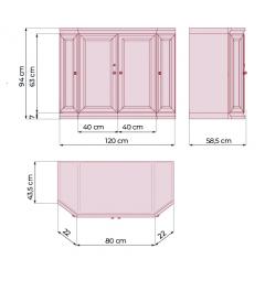 Mobiletto bar frigo integrabile 4 ante per ufficio classico PRESTIGE C745 misure
