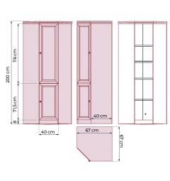 Armadio angolare classico per ufficio PRESTIGE C610 misure