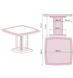Tavolo incontro quadrato PRESTIGE G610 100 cm misure