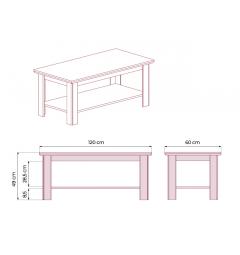 Tavolino basso da salotto in stile classico per ufficio PRESTIGE L520 misure