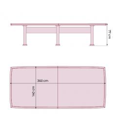 Tavolo classico da riunione in legno per ufficio PRESTIGE S610 3,6 Metri misure
