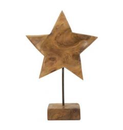 Scultura a forma di stella, realizzata a mano in teak riciclato - Arrediorg