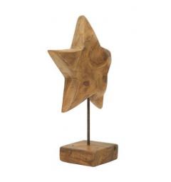 Scultura a forma di stella, realizzata a mano in teak riciclato - Arrediorg