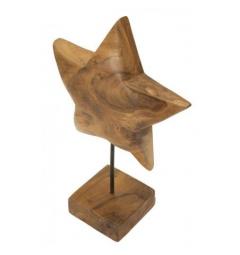 Scultura a forma di stella, realizzata a mano in teak riciclato - Arrediorg