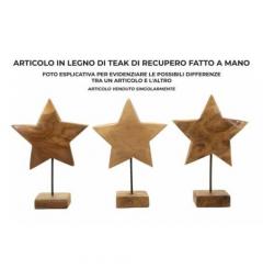 Scultura a forma di stella, realizzata a mano in teak riciclato - Arrediorg