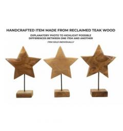 Scultura a forma di stella, realizzata a mano in teak riciclato - Arrediorg