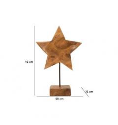 Scultura a forma di stella, realizzata a mano in teak riciclato - Arrediorg