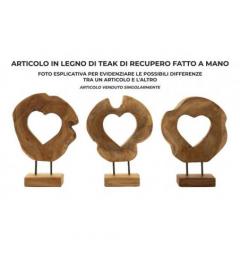 Scultura in teak riciclato apertura a cuore - Arrediorg