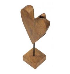 Scultura a forma di cuore, realizzata a mano in teak riciclato - Arrediorg
