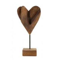 Scultura a forma di cuore, realizzata a mano in teak riciclato - Arrediorg