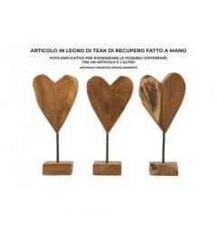 Scultura a forma di cuore, realizzata a mano in teak riciclato - Arrediorg