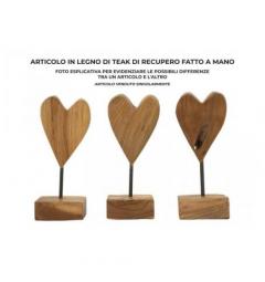 Scultura a forma di cuore realizzata a mano in teak riciclato - Arrediorg