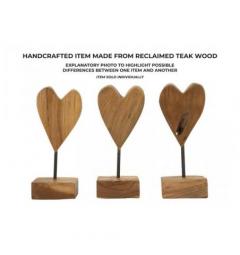 Scultura a forma di cuore realizzata a mano in teak riciclato - Arrediorg