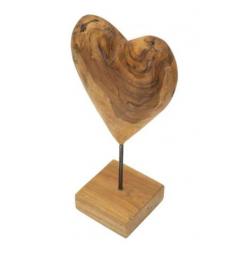 Scultura a forma di cuore realizzata a mano in teak riciclato - Arrediorg