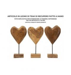 Scultura a forma di cuore realizzata a mano in teak riciclato - Arrediorg