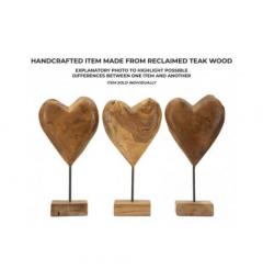 Scultura a forma di cuore realizzata a mano in teak riciclato - Arrediorg