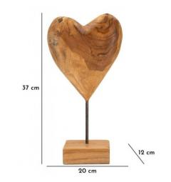 Scultura a forma di cuore realizzata a mano in teak riciclato - Arrediorg
