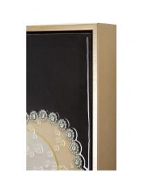 Dipinto su tela telaio in legno e cornice in metallo oro donna cappello con fiore - Arrediorg