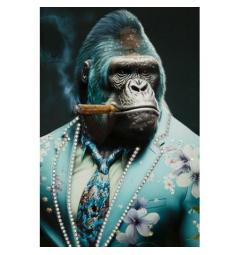 Dipinto su tela con telaio in legno e cornice dorata co gorilla - Arrediorg