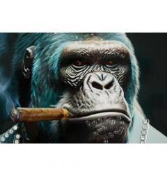 Dipinto su tela con telaio in legno e cornice dorata co gorilla - Arrediorg