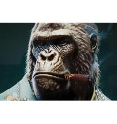 Dipinto su tela con gorilla che fuma un sigaro - Arrediorg