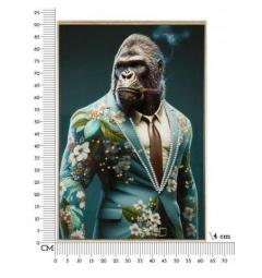 Dipinto su tela con gorilla che fuma un sigaro - Arrediorg