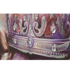 Dipinto su tela dai toni rosa leone che indossa una corona da re - Arrediorg