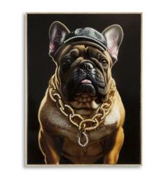 Dipinto su tela Cane bulldog con aria sicura e catena d'oro - Arrediorg