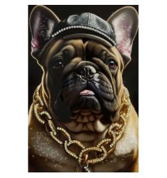 Dipinto su tela Cane bulldog con aria sicura e catena d'oro - Arrediorg