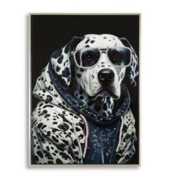 Dipinto su tela cane dalmata con felpa e occhiali da sole - Arrediorg