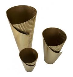Set di 3 eleganti vasi in metallo dorato - Arrediorg