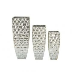 Set di 3 vasi quadrati in metallo argentato - Arrediorg