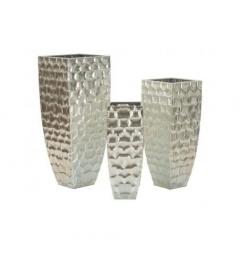 Set di 3 vasi quadrati in metallo argentato - Arrediorg