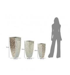 Set di 3 vasi quadrati in metallo argentato - Arrediorg