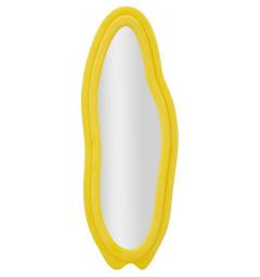 Specchio da parete con cornice rivestita in velluto giallo - Arrediorg