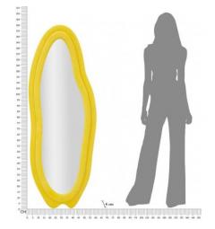 Specchio da parete con cornice rivestita in velluto giallo - Arrediorg