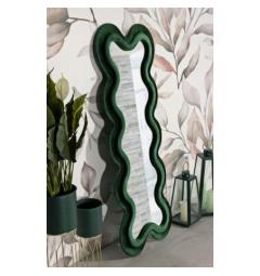 Specchio da parete con cornice in legno in velluto verde - Arrediorg