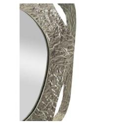 Specchio da parete in metallo dal design tondeggiante color argento - Arrediorg