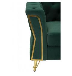 Poltrona verde con gambe dorate rivestito in velluto trapuntato - Arrediorg