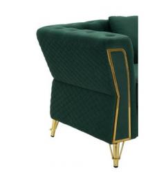 Poltrona verde con gambe dorate rivestito in velluto trapuntato - Arrediorg