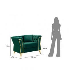 Poltrona verde con gambe dorate rivestito in velluto trapuntato - Arrediorg