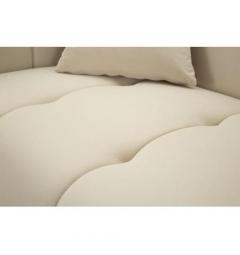 Divano due posti crema con gambe dorate rivestito in velluto crema trapuntato - Arrediorg