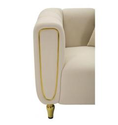 Poltrona crema con gambe dorate rivestito in velluto trapuntato - Arrediorg