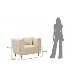 Poltrona crema con gambe dorate rivestito in velluto trapuntato - Arrediorg