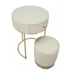 Comodino con toeletta trapuntata e pouf - Arrediorg