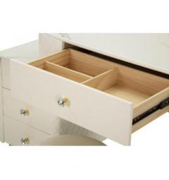 Toeletta in simil pelle, struttura in metallo dorato, top in simil marmo Completa di pouf - Arrediorg