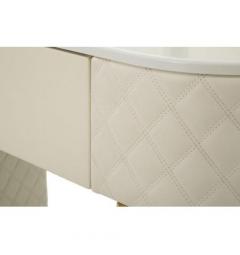 Toeletta in simil pelle, struttura in metallo dorato, top in simil marmo Completa di pouf - Arrediorg