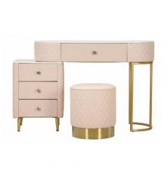 Toeletta Consolle di Bellezza Sharon Rosa con pouf - Arrediorg