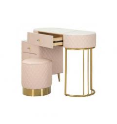 Toeletta Consolle di Bellezza Sharon Rosa con pouf - Arrediorg